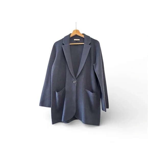 J. Crew Wool Blend Navy Sweater Blazer Coatigan Classic Preppy Career Small - Picture 2 of 10